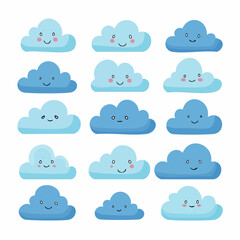 Smiling Cloud Cartoon Collection - Vector Illustration