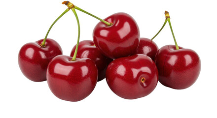 Fresh vibrant cherries clustered together isolated on white background ideal for food photography