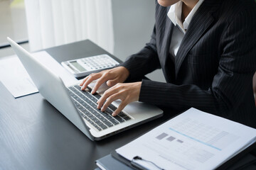 business man Auditor or internal revenue service staff checking annual financial statements company...