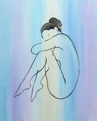 outline of a sitting girl