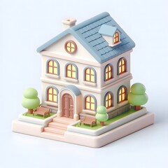 Isometric Hotel 3d cute render