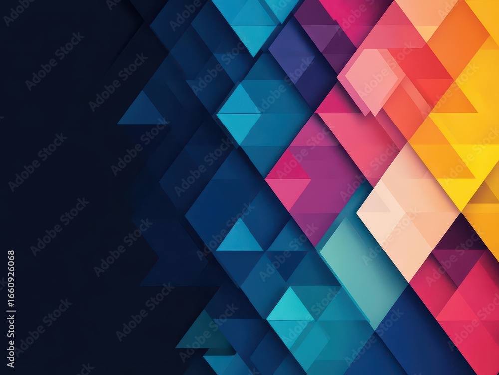 Poster abstract geometric background featu vibrant colorful overlapping triangles forming a modern dynamic 