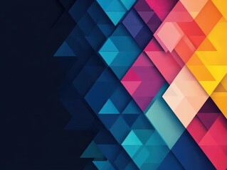Obraz premium Abstract geometric background featu vibrant colorful overlapping triangles forming a modern dynamic pattern with a dark gradient in the background