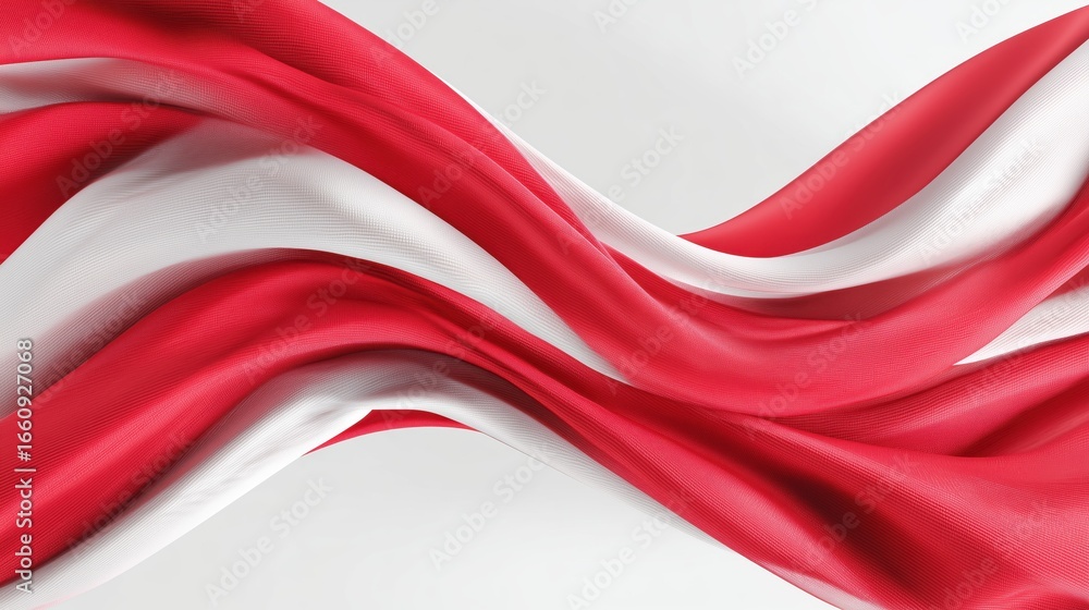 Aufkleber red and white wavy background with flowing silk flowing red and white fabric creating a dynamic and 
