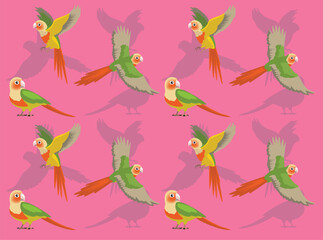 Pineapple Green Cheeked Conure Bird Cartoon Character Seamless Wallpaper Background