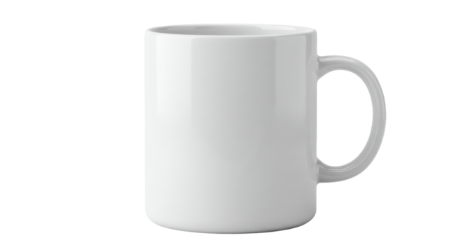 Blank white coffee mug isolated on white background perfect for branding or design mockups