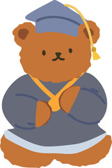Flat Style Graduation Teddy Bear Cartoon Illustration Element
