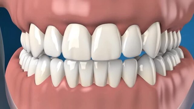 3D Simulation of Dental Veneer Treatment Showing  white teeth after veneer 