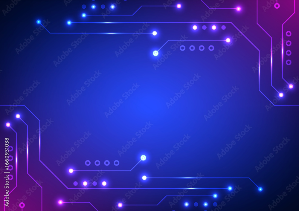 Poster digital technology background futuristic abstract circuits data flow network system.