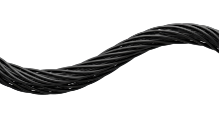 Black twisted wire cable isolated on white background ideal for technology or design use
