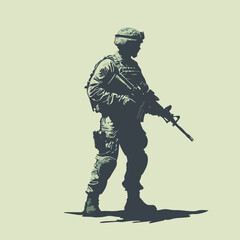 soldier, vector style simple color