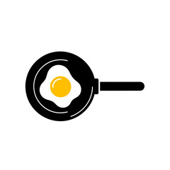 Fried egg cooking in a black frying pan.