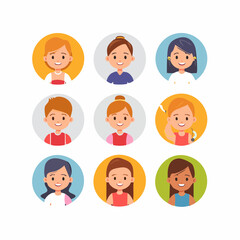 Fototapeta premium Diverse Cartoon Child Avatar Set: Vector Portraits for Design