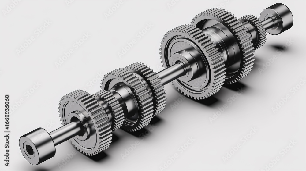 Aufkleber metal gears isolated on white background are part of a mechanical transmission system used in engine