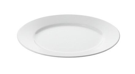 Empty white plate isolated on white background ready for serving food in minimalistic style