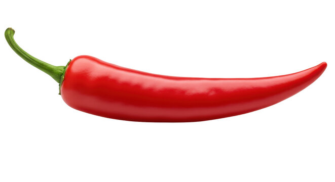 Vibrant red chili pepper isolated on white background highlighting color and shape