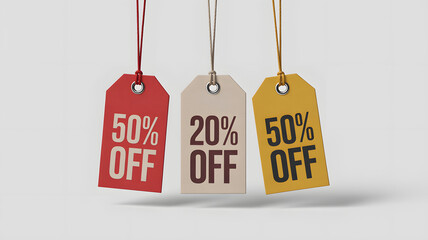 Limited time sale tags with 50% and 20% off discounts, great savings offer now, don't miss out