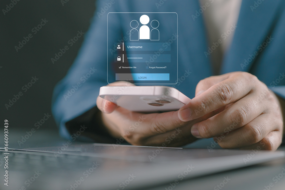 Fototapete access control and digital identity systems. user login interface concept showing secure authenticat