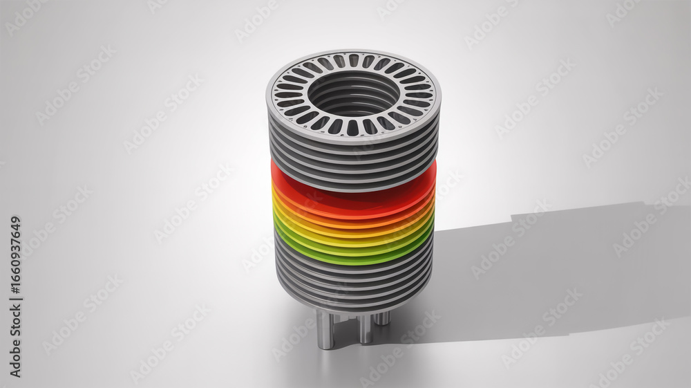 Fototapete colorful stack of cylindrical objects with a modern and abstract design, creating a visually strikin