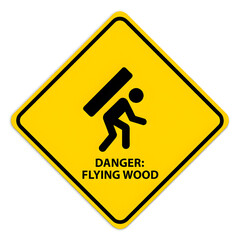 Warning sign danger flying wood icon symbol