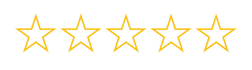 Five gold star rating icon