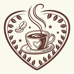 Heart Steam Coffee Shop Logo Design
