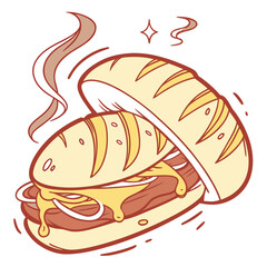 Cheesy Filled Bun Logo for Comfort Food Branding
