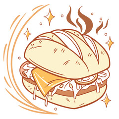 Melty Stuffed Bread Logo Warm Food Identity
