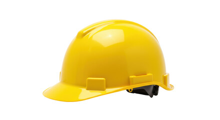 Fototapeta premium Bright yellow hard hat isolated on white background ideal for safety themes