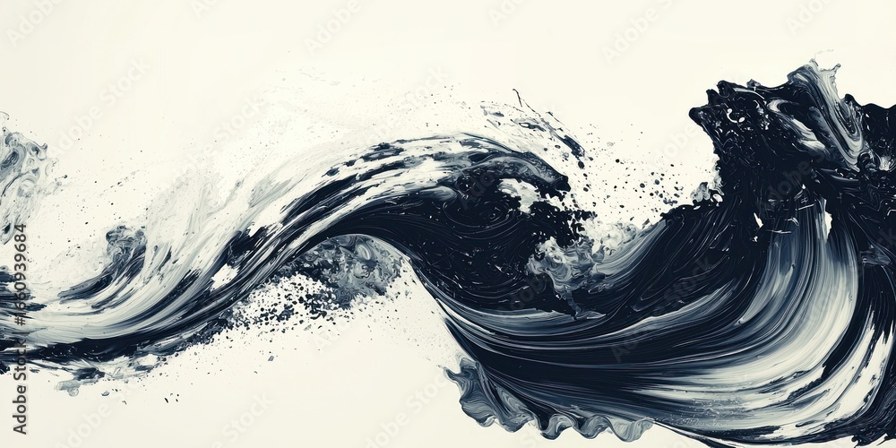 Aufkleber a dynamic, abstract image captures the powerful motion of a wave crashing against a dark background.