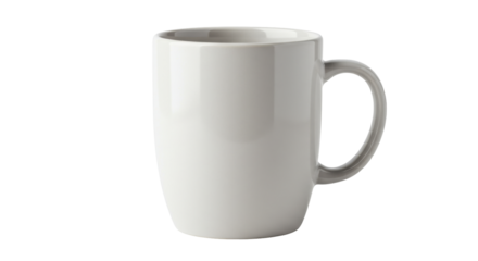 Plain white ceramic mug isolated on white background perfect for beverage photography