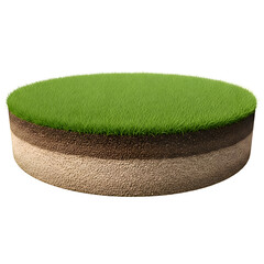 Floating Grass and Soil Podium 3D Illustration