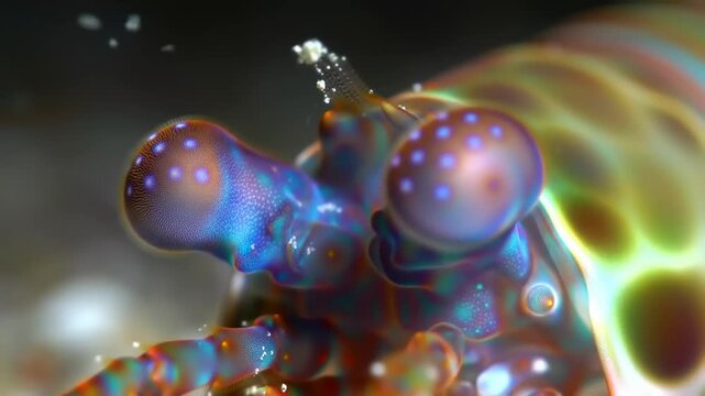 Close-up of a colorful amphipod crustacean
