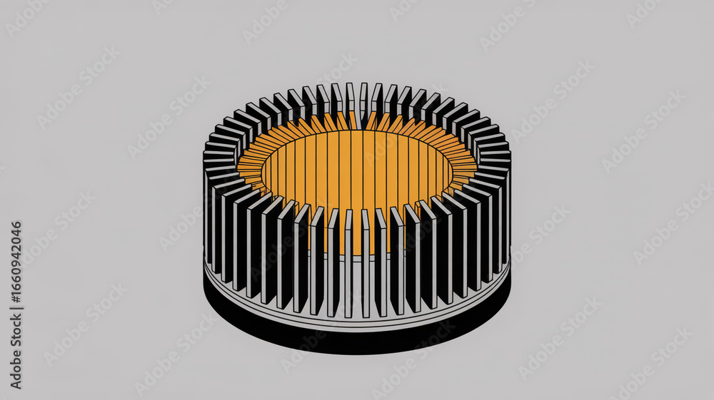 Poster circular heat sink isolated on white background, a crucial component for cooling electronic devices 