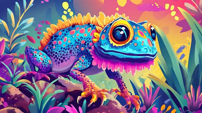 Colorful lizard illustration design