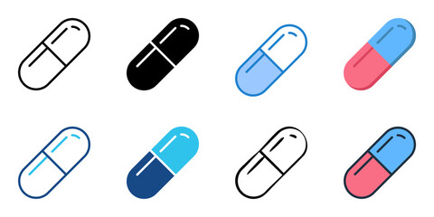 Capsule icon set multiple style collection 
