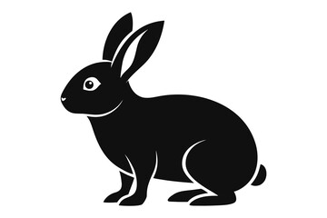 Simple black silhouette of a rabbit sitting