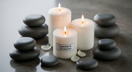 Serene Spa Setting: Candles and Stones
