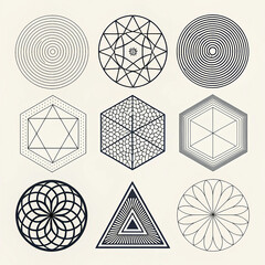Geometric Abstract Shape Vector Bundle | 8 Modern Design Icons for T-Shirts & Posters