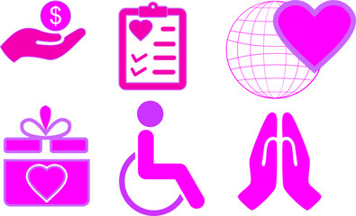 Illustration of Charity and Humanitarian Activity Icons