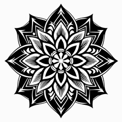 Intricate black and white floral mandala design