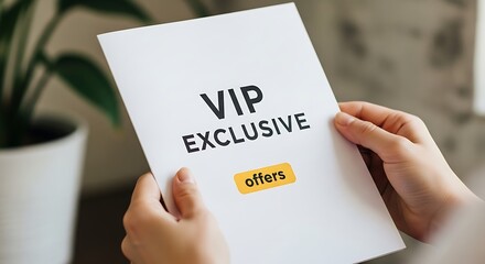 Person holding exclusive offers document paper