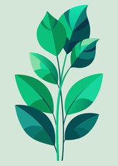 Abstract green leaves on a light background