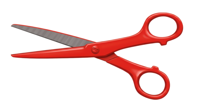 Bright red scissors for crafting and office work carefully isolated on clean white background - Powered by Adobe