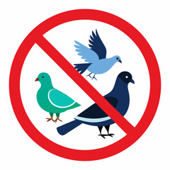 No pigeons allowed sign with stylized birds