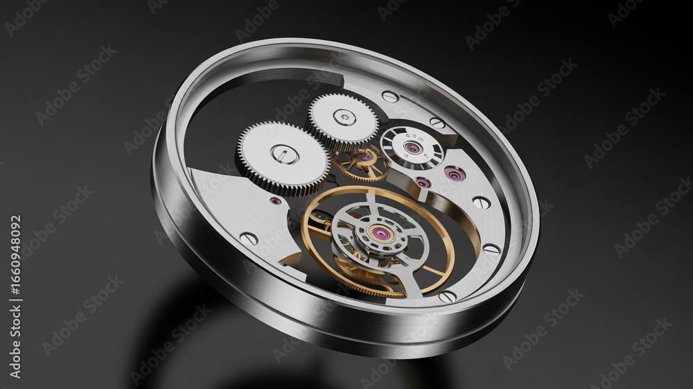 Aufkleber a closeup of a watch mechanism, revealing the intricate gears and components that drive its precise 