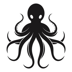 Stylized black octopus silhouette with eight tentacles