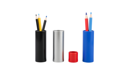 Pencil Holders with Colored Pencils 3D Cartoon