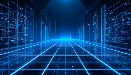 High-Tech Futuristic Blue Grid Innovation Background