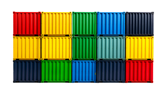 Colorful Stacked Shipping Containers